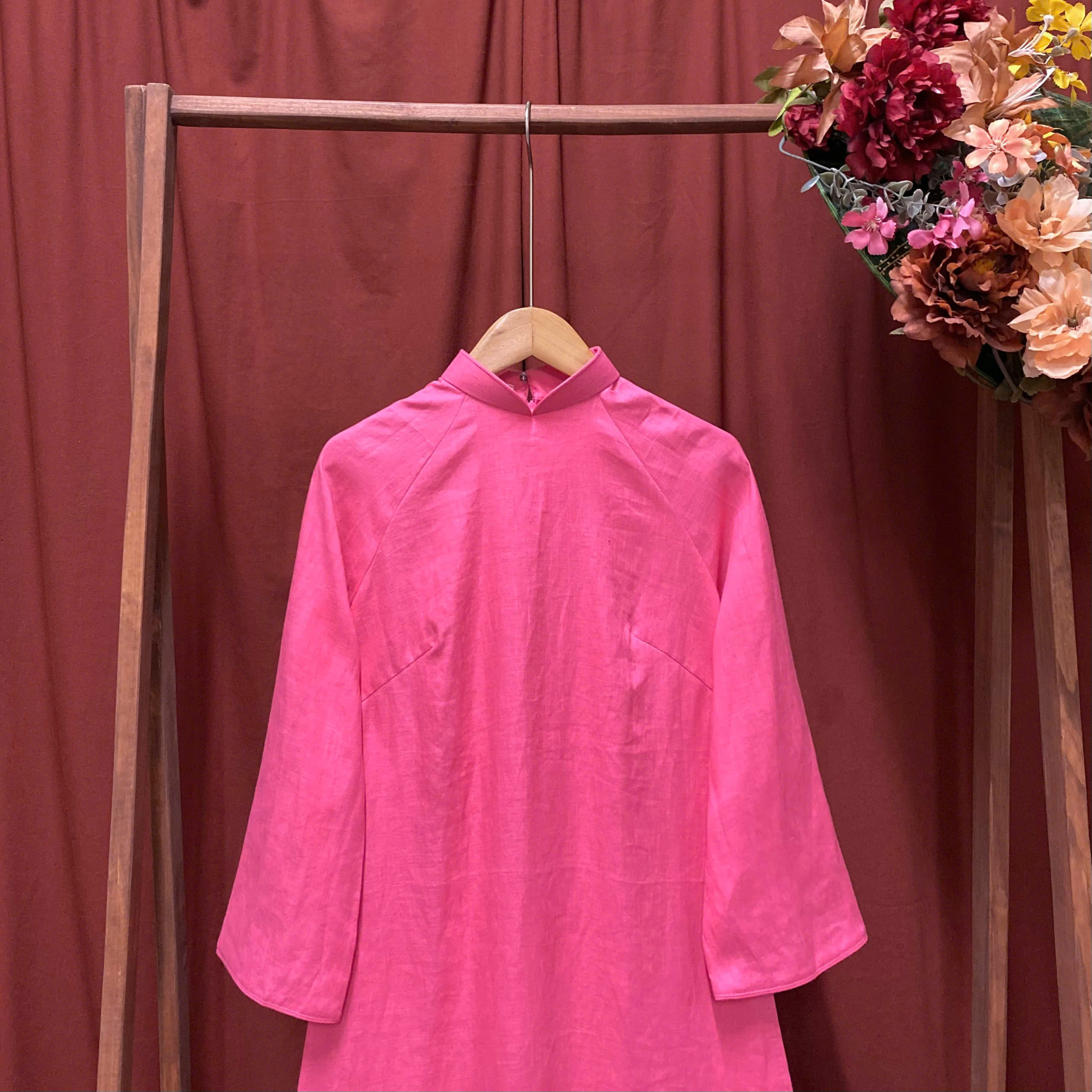 Áo Dài Hi Yên Handmade Linen Tưng Premium Màu Hồng TYMLIC(Không kèm quần) - Ảnh 6
