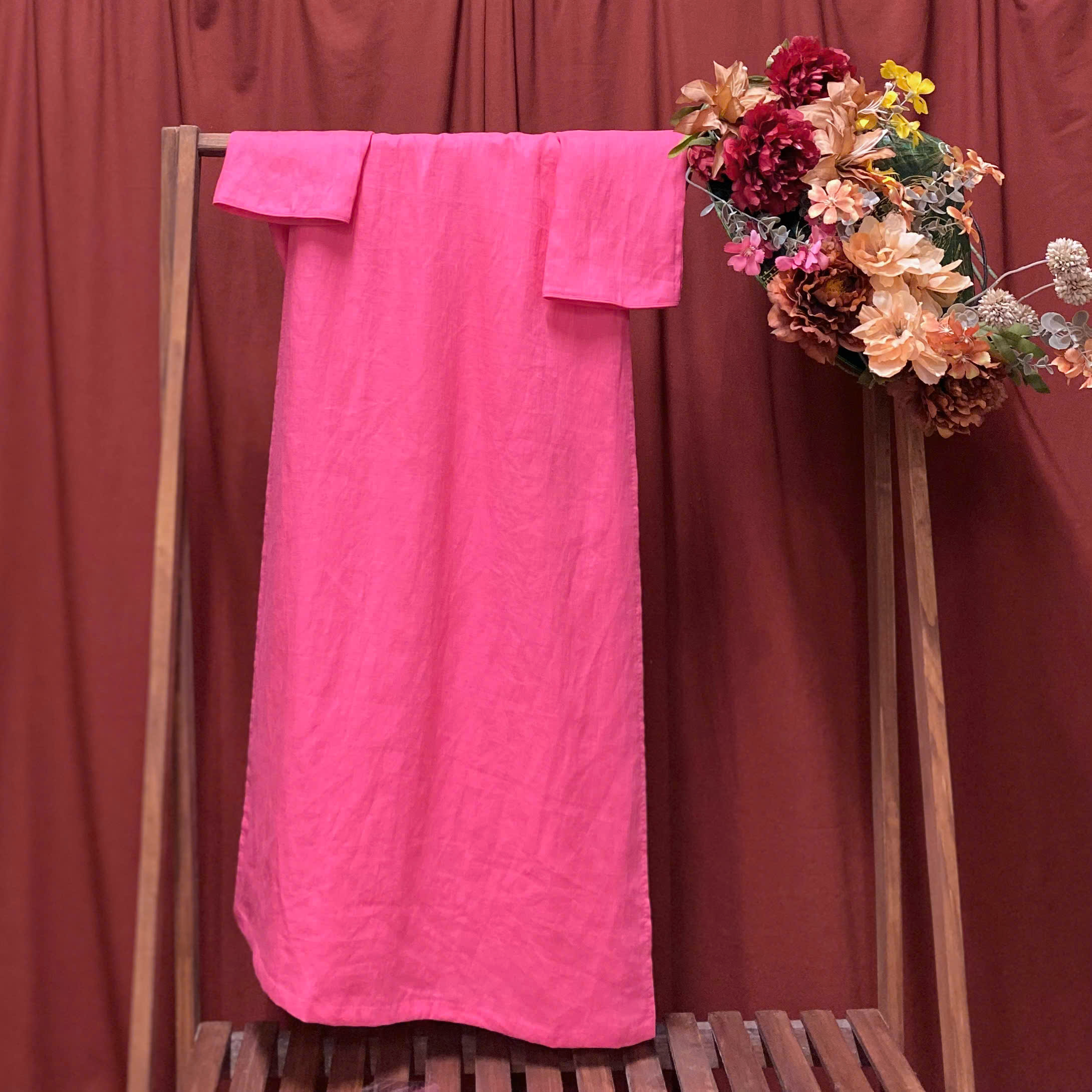 Áo Dài Hi Yên Handmade Linen Tưng Premium Màu Hồng TYMLIC(Không kèm quần) - Ảnh 5