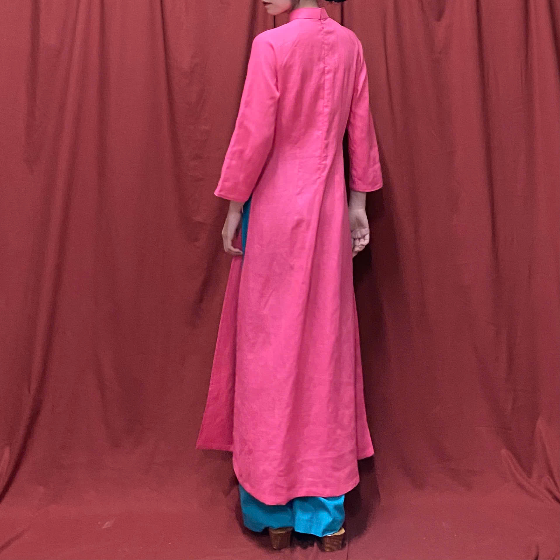 Áo Dài Hi Yên Handmade Linen Tưng Premium Màu Hồng TYMLIC(Không kèm quần) - Ảnh 3